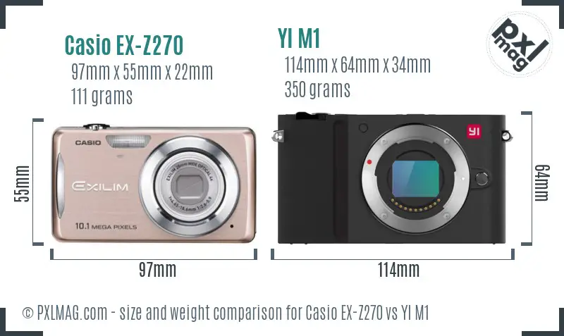 Casio EX-Z270 vs YI M1 size comparison