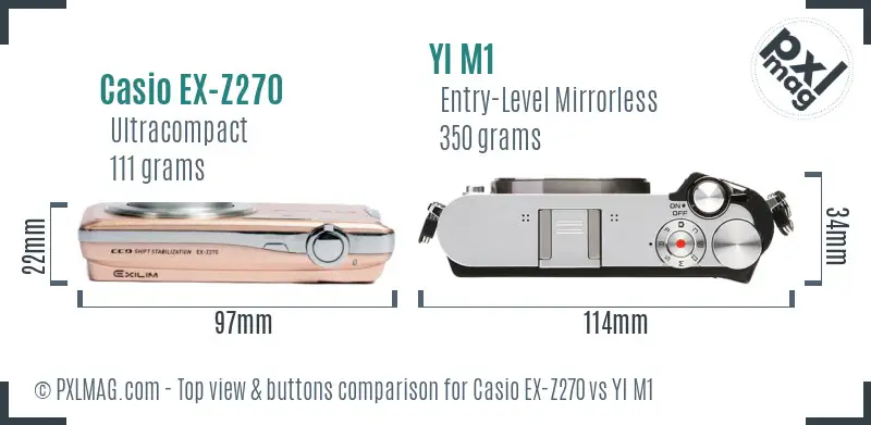 Casio EX-Z270 vs YI M1 top view buttons comparison