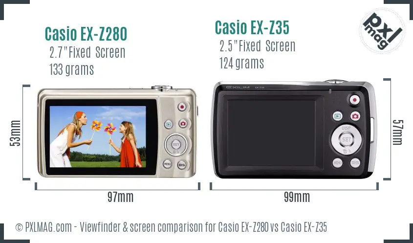 Casio EX-Z280 vs Casio EX-Z35 Screen and Viewfinder comparison