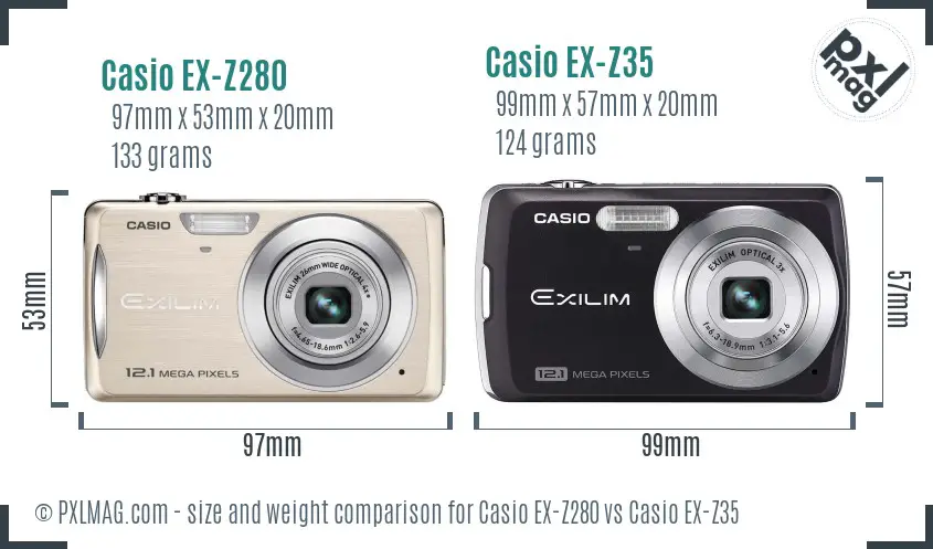 Casio EX-Z280 vs Casio EX-Z35 size comparison