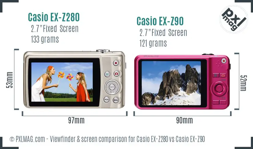 Casio EX-Z280 vs Casio EX-Z90 Screen and Viewfinder comparison