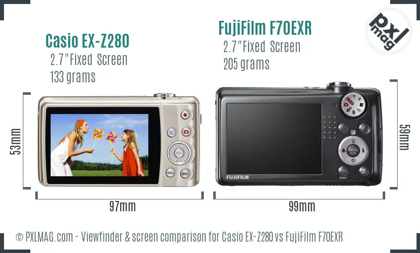 Casio EX-Z280 vs FujiFilm F70EXR Screen and Viewfinder comparison Casio EX-Z280 vs FujiFilm F70EXR Screen and Viewfinder comparison