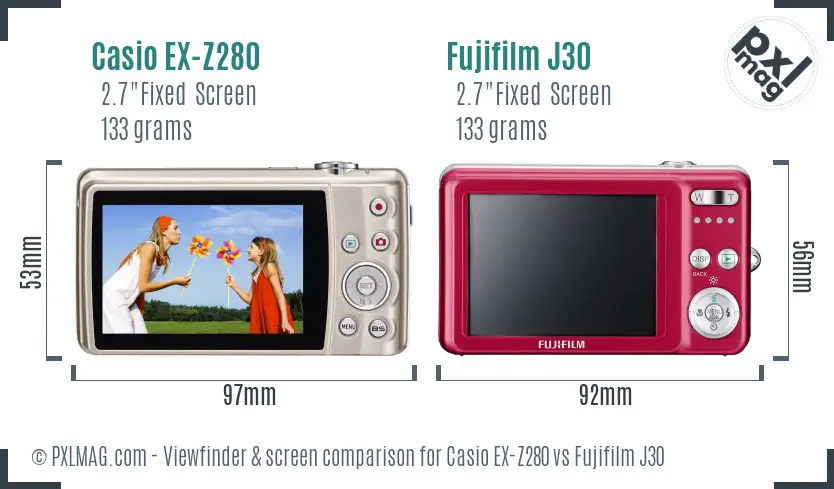 Casio EX-Z280 vs Fujifilm J30 Screen and Viewfinder comparison Casio EX-Z280 vs Fujifilm J30 Screen and Viewfinder comparison