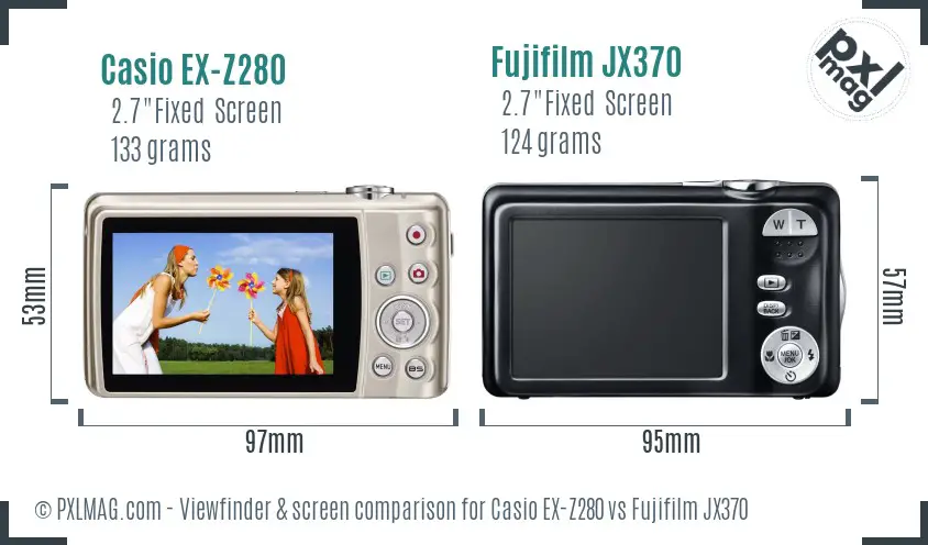 Casio EX-Z280 vs Fujifilm JX370 Screen and Viewfinder comparison