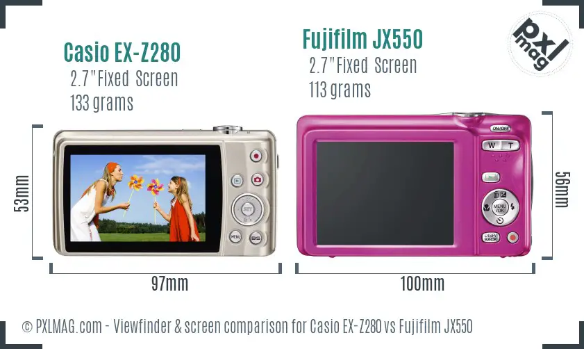 Casio EX-Z280 vs Fujifilm JX550 Screen and Viewfinder comparison Casio EX-Z280 vs Fujifilm JX550 Screen and Viewfinder comparison