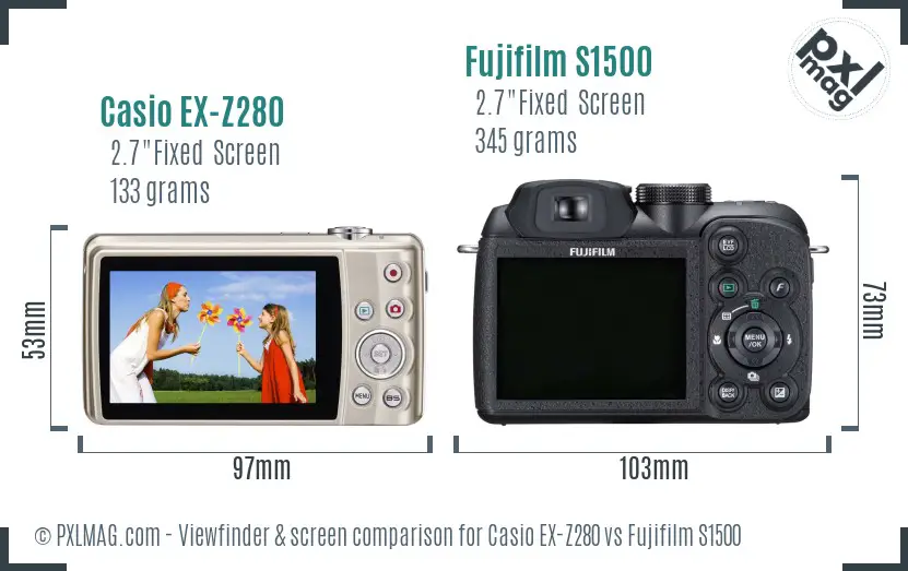 Casio EX-Z280 vs Fujifilm S1500 Screen and Viewfinder comparison Casio EX-Z280 vs Fujifilm S1500 Screen and Viewfinder comparison