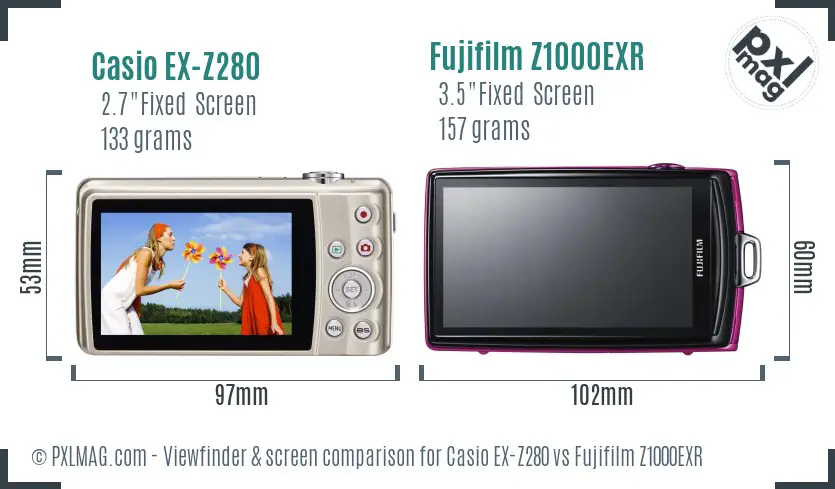 Casio EX-Z280 vs Fujifilm Z1000EXR Screen and Viewfinder comparison Casio EX-Z280 vs Fujifilm Z1000EXR Screen and Viewfinder comparison