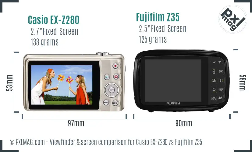 Casio EX-Z280 vs Fujifilm Z35 Screen and Viewfinder comparison