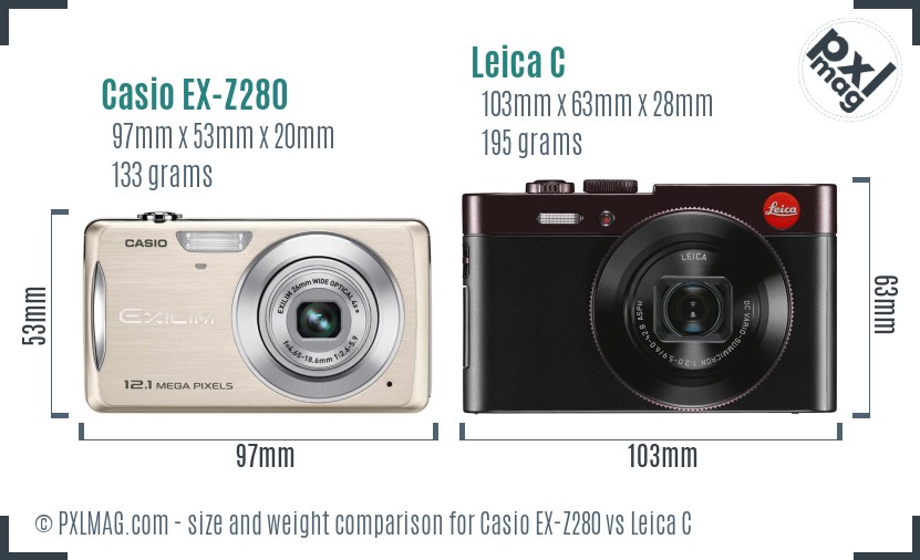 Casio EX-Z280 vs Leica C size comparison