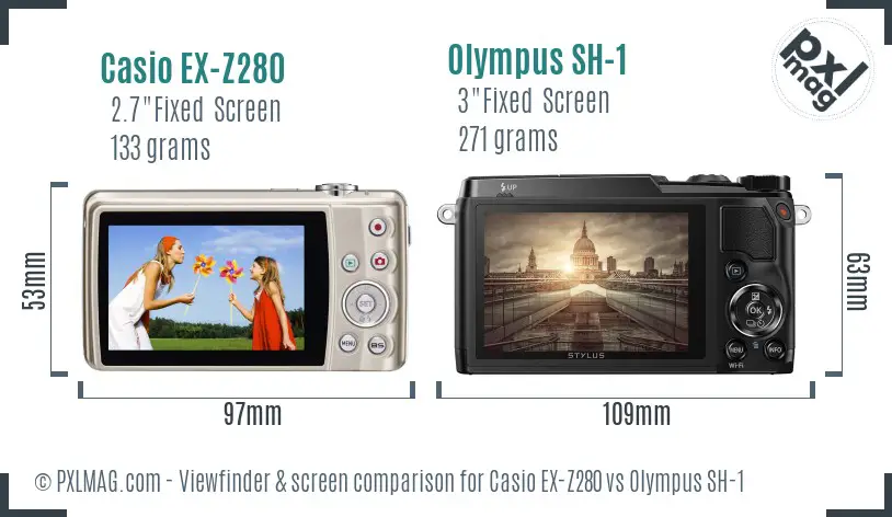 Casio EX-Z280 vs Olympus SH-1 Screen and Viewfinder comparison