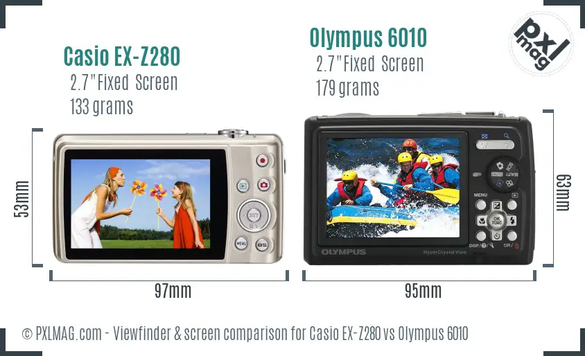 Casio EX-Z280 vs Olympus 6010 Screen and Viewfinder comparison Casio EX-Z280 vs Olympus 6010 Screen and Viewfinder comparison