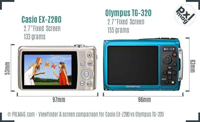 Casio EX-Z280 vs Olympus TG-320 Screen and Viewfinder comparison
