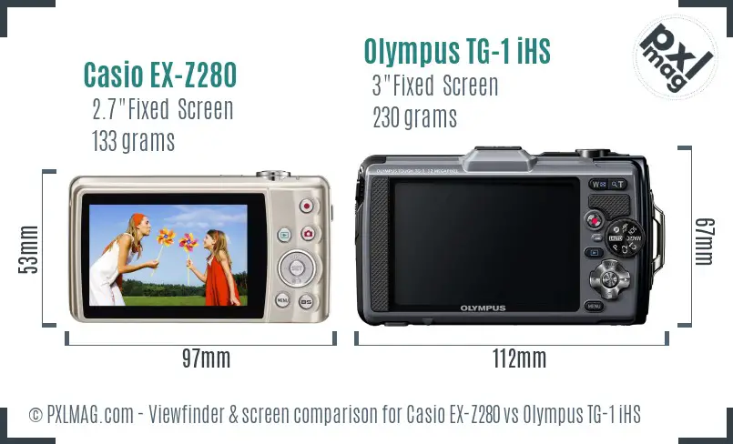 Casio EX-Z280 vs Olympus TG-1 iHS Screen and Viewfinder comparison