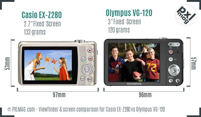 Casio EX-Z280 vs Olympus VG-120 Screen and Viewfinder comparison Casio EX-Z280 vs Olympus VG-120 Screen and Viewfinder comparison