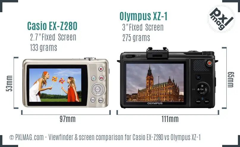 Casio EX-Z280 vs Olympus XZ-1 Screen and Viewfinder comparison
