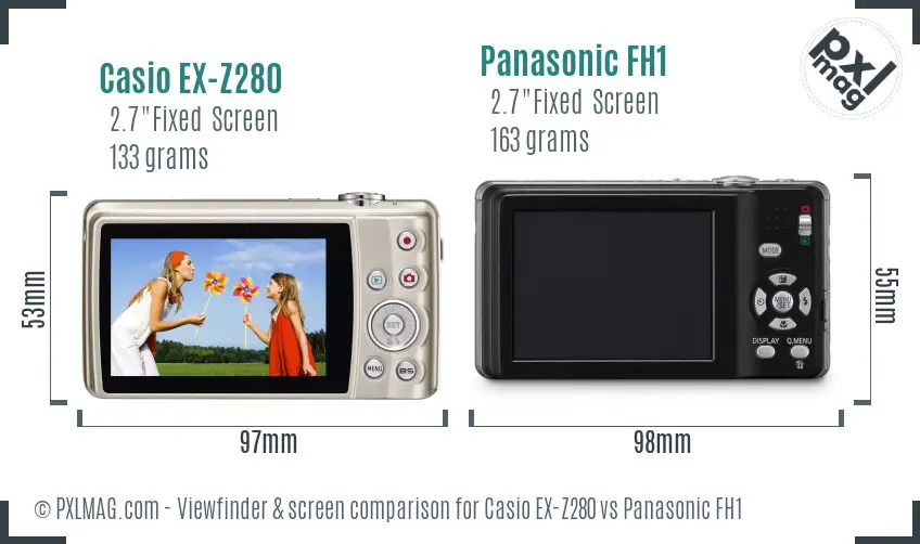 Casio EX-Z280 vs Panasonic FH1 Screen and Viewfinder comparison Casio EX-Z280 vs Panasonic FH1 Screen and Viewfinder comparison