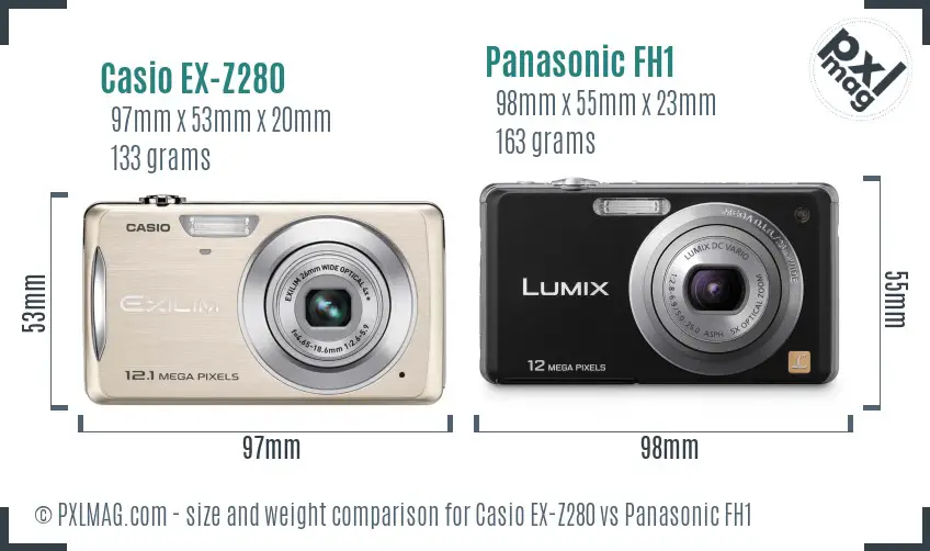 Casio EX-Z280 vs Panasonic FH1 size comparison Casio EX-Z280 vs Panasonic FH1 size comparison