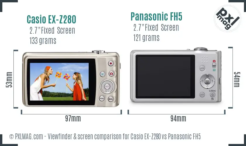 Casio EX-Z280 vs Panasonic FH5 Screen and Viewfinder comparison Casio EX-Z280 vs Panasonic FH5 Screen and Viewfinder comparison