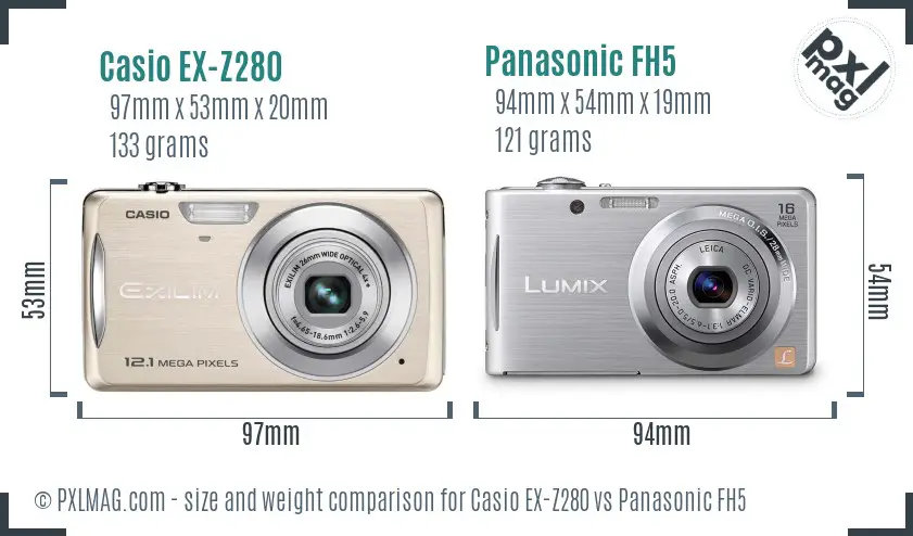 Casio EX-Z280 vs Panasonic FH5 size comparison Casio EX-Z280 vs Panasonic FH5 size comparison