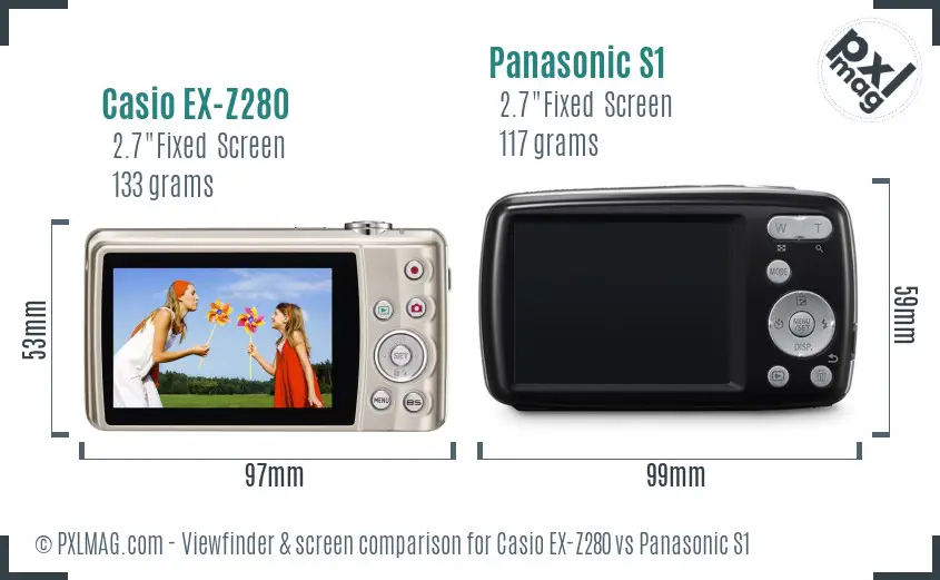 Casio EX-Z280 vs Panasonic S1 Screen and Viewfinder comparison