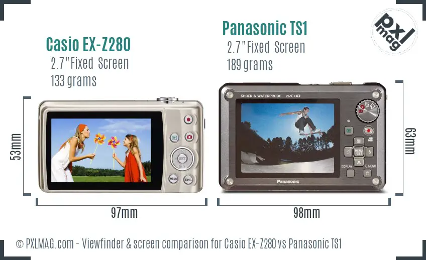 Casio EX-Z280 vs Panasonic TS1 Screen and Viewfinder comparison Casio EX-Z280 vs Panasonic TS1 Screen and Viewfinder comparison