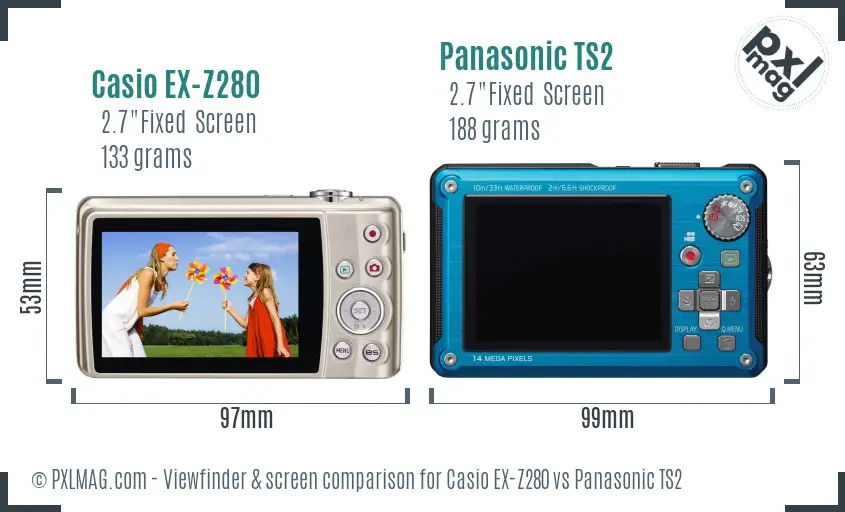 Casio EX-Z280 vs Panasonic TS2 Screen and Viewfinder comparison Casio EX-Z280 vs Panasonic TS2 Screen and Viewfinder comparison