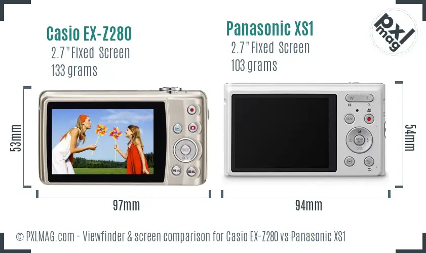 Casio EX-Z280 vs Panasonic XS1 Screen and Viewfinder comparison