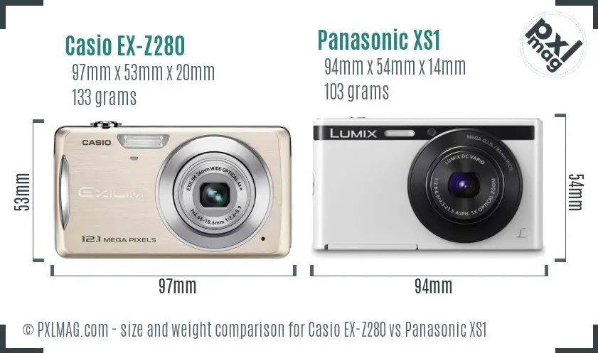 Casio EX-Z280 vs Panasonic XS1 size comparison