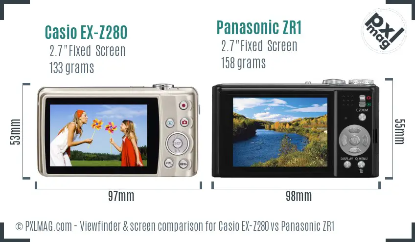 Casio EX-Z280 vs Panasonic ZR1 Screen and Viewfinder comparison Casio EX-Z280 vs Panasonic ZR1 Screen and Viewfinder comparison