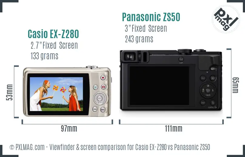 Casio EX-Z280 vs Panasonic ZS50 Screen and Viewfinder comparison Casio EX-Z280 vs Panasonic ZS50 Screen and Viewfinder comparison