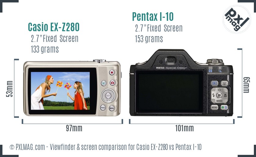 Casio EX-Z280 vs Pentax I-10 Screen and Viewfinder comparison