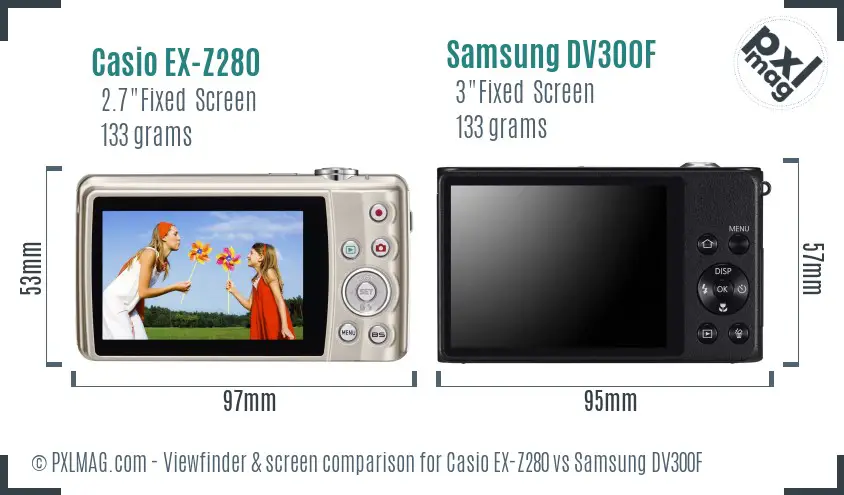 Casio EX-Z280 vs Samsung DV300F Screen and Viewfinder comparison Casio EX-Z280 vs Samsung DV300F Screen and Viewfinder comparison