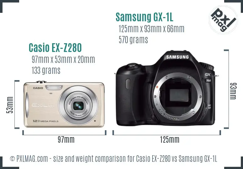 Casio EX-Z280 vs Samsung GX-1L size comparison