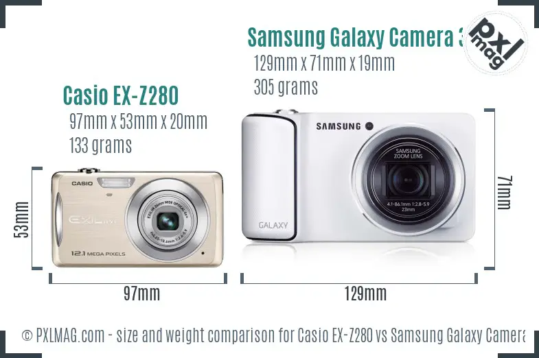 Casio EX-Z280 vs Samsung Galaxy Camera 3G size comparison