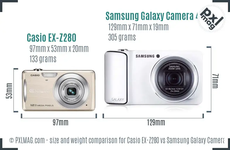 Casio EX-Z280 vs Samsung Galaxy Camera 4G size comparison