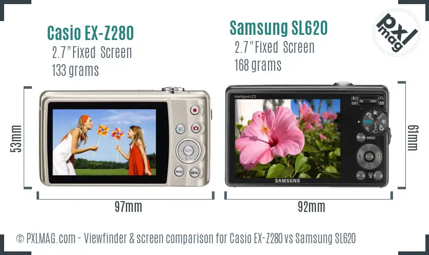 Casio EX-Z280 vs Samsung SL620 Screen and Viewfinder comparison Casio EX-Z280 vs Samsung SL620 Screen and Viewfinder comparison