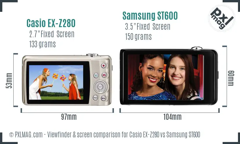 Casio EX-Z280 vs Samsung ST600 Screen and Viewfinder comparison Casio EX-Z280 vs Samsung ST600 Screen and Viewfinder comparison