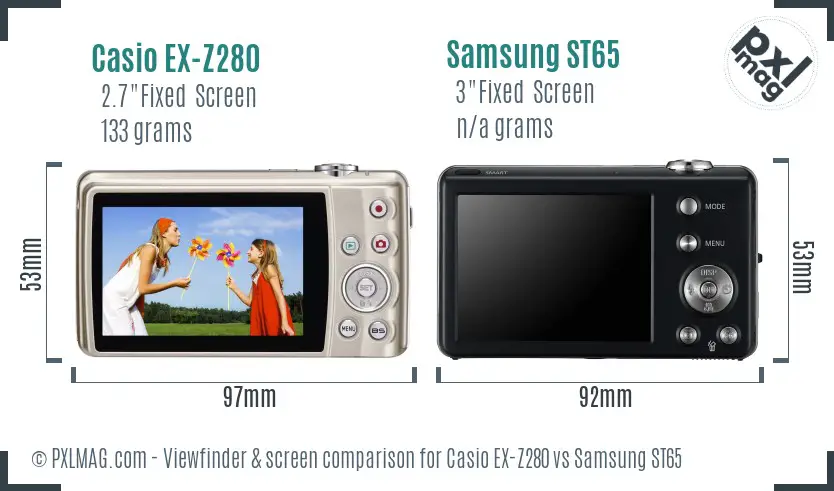 Casio EX-Z280 vs Samsung ST65 Screen and Viewfinder comparison