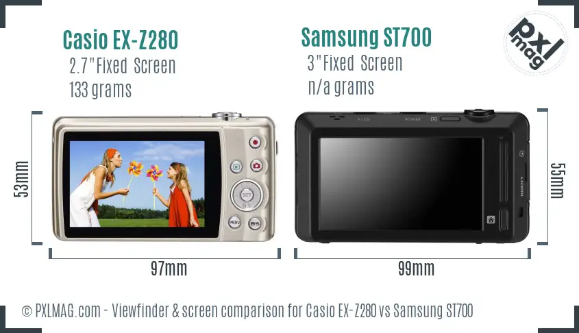 Casio EX-Z280 vs Samsung ST700 Screen and Viewfinder comparison Casio EX-Z280 vs Samsung ST700 Screen and Viewfinder comparison