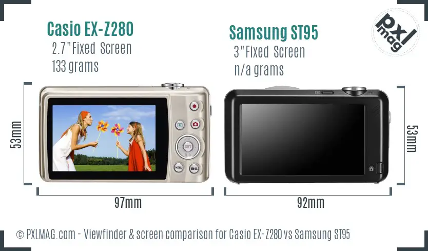 Casio EX-Z280 vs Samsung ST95 Screen and Viewfinder comparison