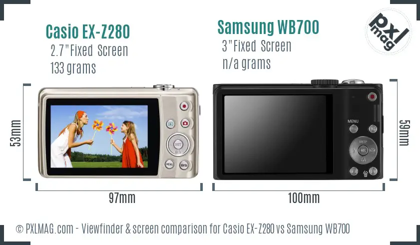 Casio EX-Z280 vs Samsung WB700 Screen and Viewfinder comparison