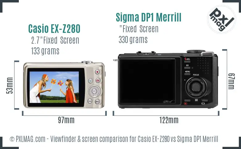 Casio EX-Z280 vs Sigma DP1 Merrill Screen and Viewfinder comparison Casio EX-Z280 vs Sigma DP1 Merrill Screen and Viewfinder comparison