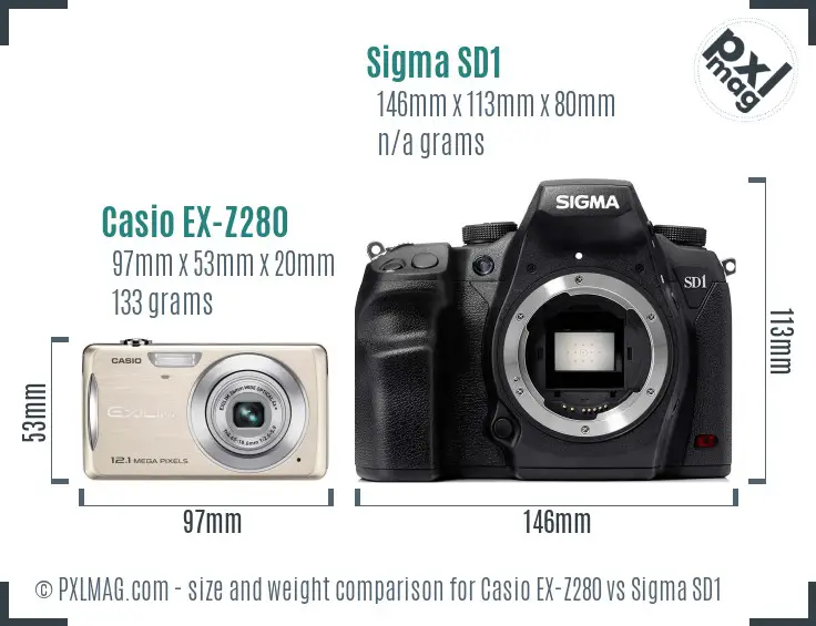 Casio EX-Z280 vs Sigma SD1 size comparison