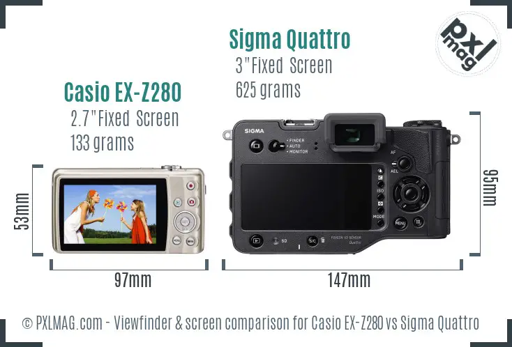 Casio EX-Z280 vs Sigma Quattro Screen and Viewfinder comparison