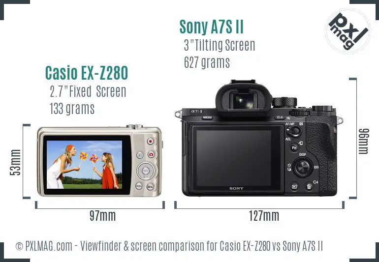 Casio EX-Z280 vs Sony A7S II Screen and Viewfinder comparison Casio EX-Z280 vs Sony A7S II Screen and Viewfinder comparison