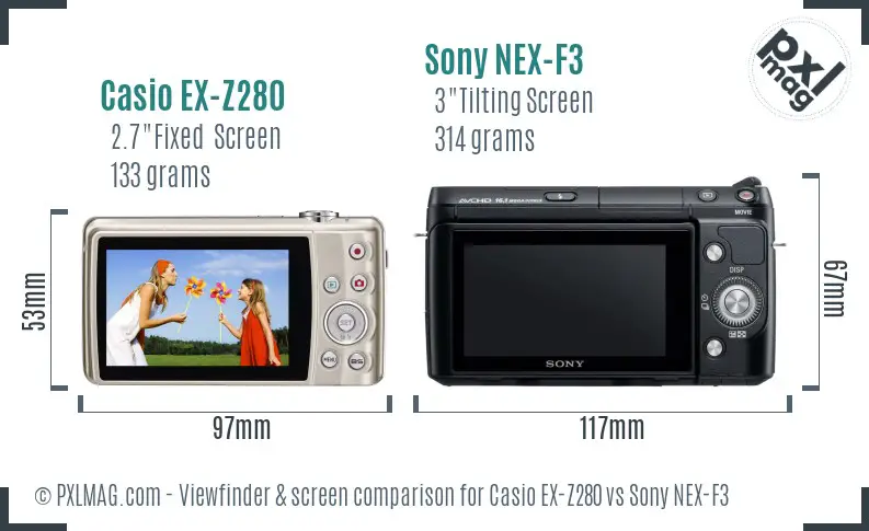 Casio EX-Z280 vs Sony NEX-F3 Screen and Viewfinder comparison Casio EX-Z280 vs Sony NEX-F3 Screen and Viewfinder comparison