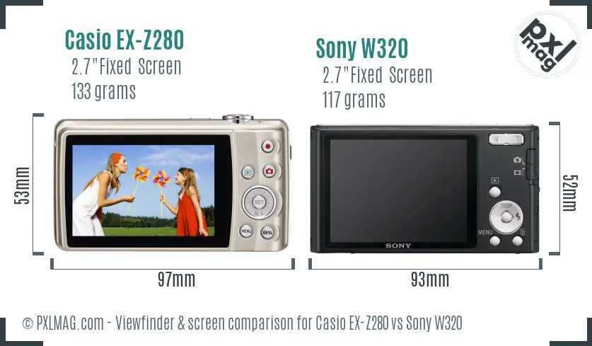 Casio EX-Z280 vs Sony W320 Screen and Viewfinder comparison Casio EX-Z280 vs Sony W320 Screen and Viewfinder comparison