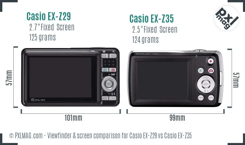 Casio EX-Z29 vs Casio EX-Z35 Screen and Viewfinder comparison