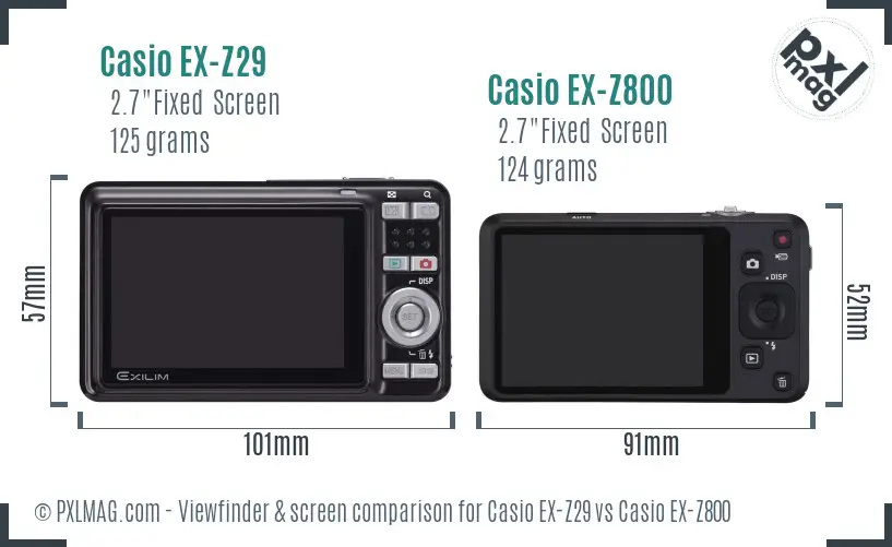 Casio EX-Z29 vs Casio EX-Z800 Screen and Viewfinder comparison