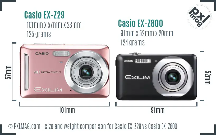 Casio EX-Z29 vs Casio EX-Z800 size comparison